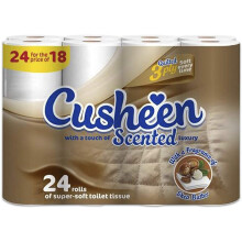 Cusheen Toilet Roll Bulk Buy - Pack of 24 Quilted White 3 Ply Shea Butter Fragrance Toilet Rolls