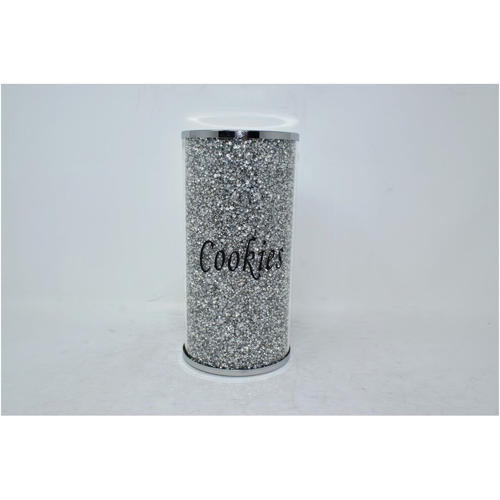 Silver Biscuit Cookie Jar  25 CM CRYSTALLIZED Kitchen jar storage box cannister Handmade Craft 25 CM |  gift present for all occassion Home Decor