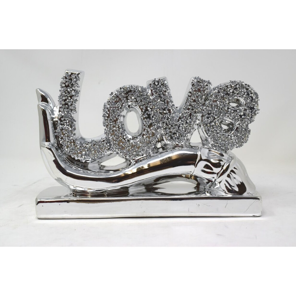 Crystal Crown Love Ornament Bling Crushed Diamond Gift | Love Letter Character Silver