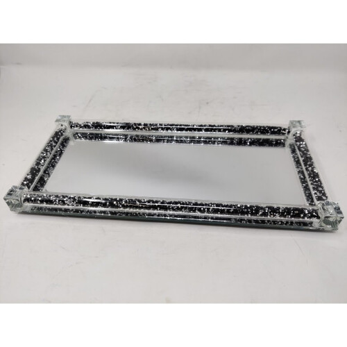 ully mirrored black and silver kitchen tray organiser small rack 2