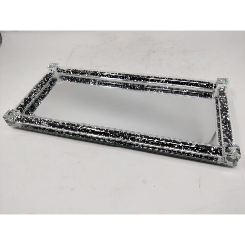 ully mirrored black and silver kitchen tray organiser small rack 1