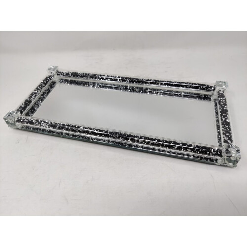 ully mirrored black and silver kitchen tray organiser small rack