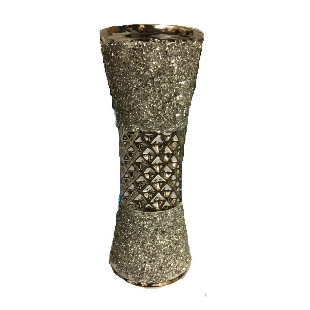 Diamond Crushed Ceramic Silver Glitter Sparkling Home Decoration Flower Vase