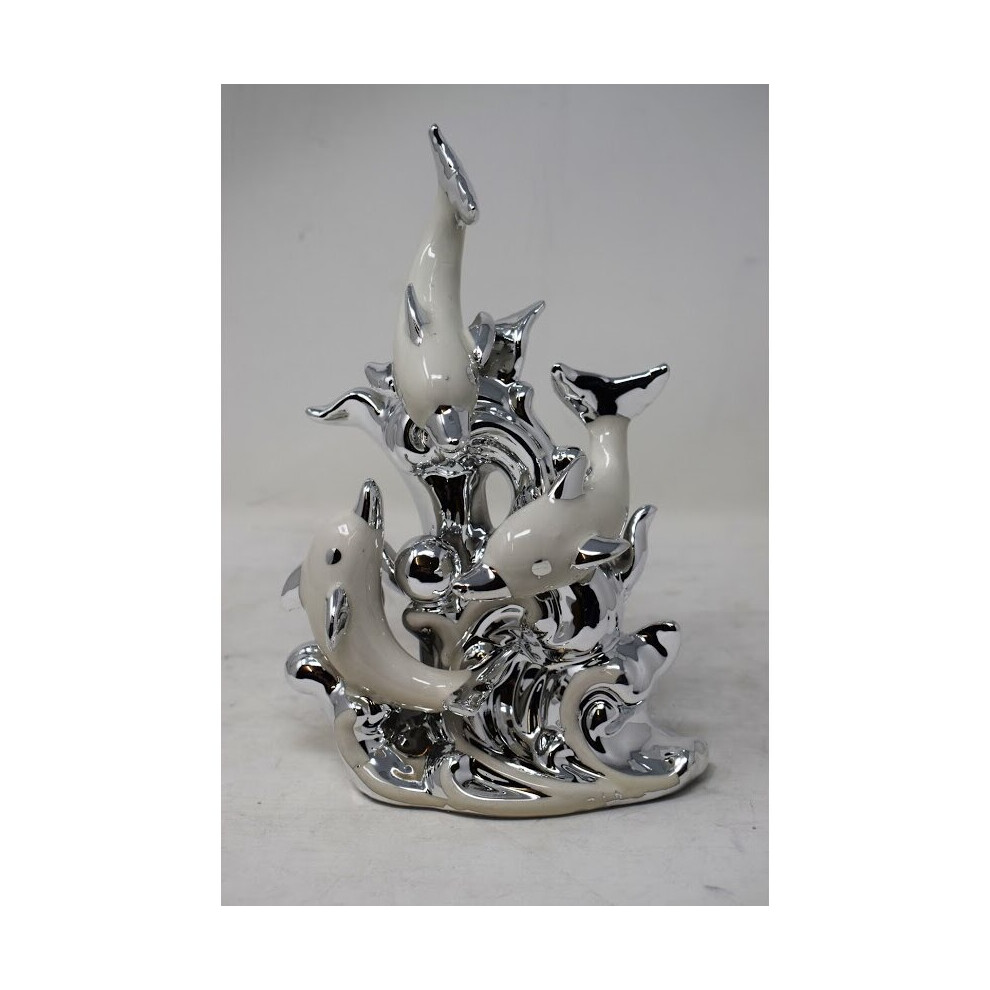 Silver  set of 3 silver and white Dolphin statue figurine Accessories for living room office home bathroom decoration |  | Present Gift