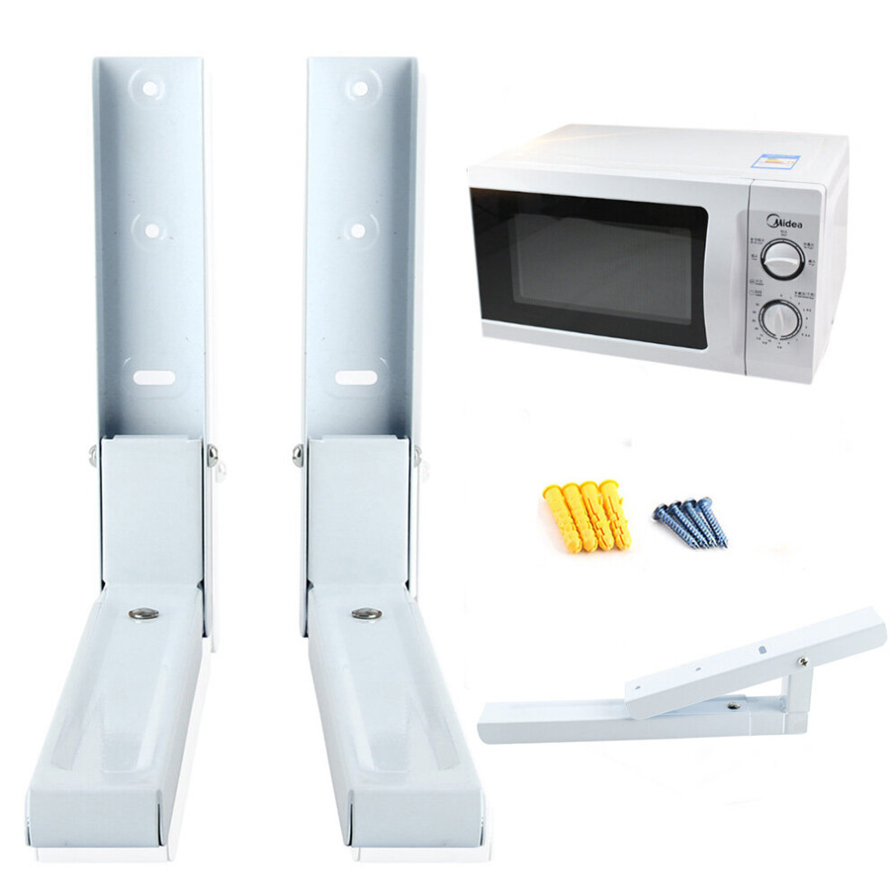 White 2X Microwave Wall Mounting Holder Brackets With Extendable Arms Size 2