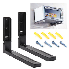 2x Black Microwave Wall Holder Brackets With Extendable Arms 40kg load