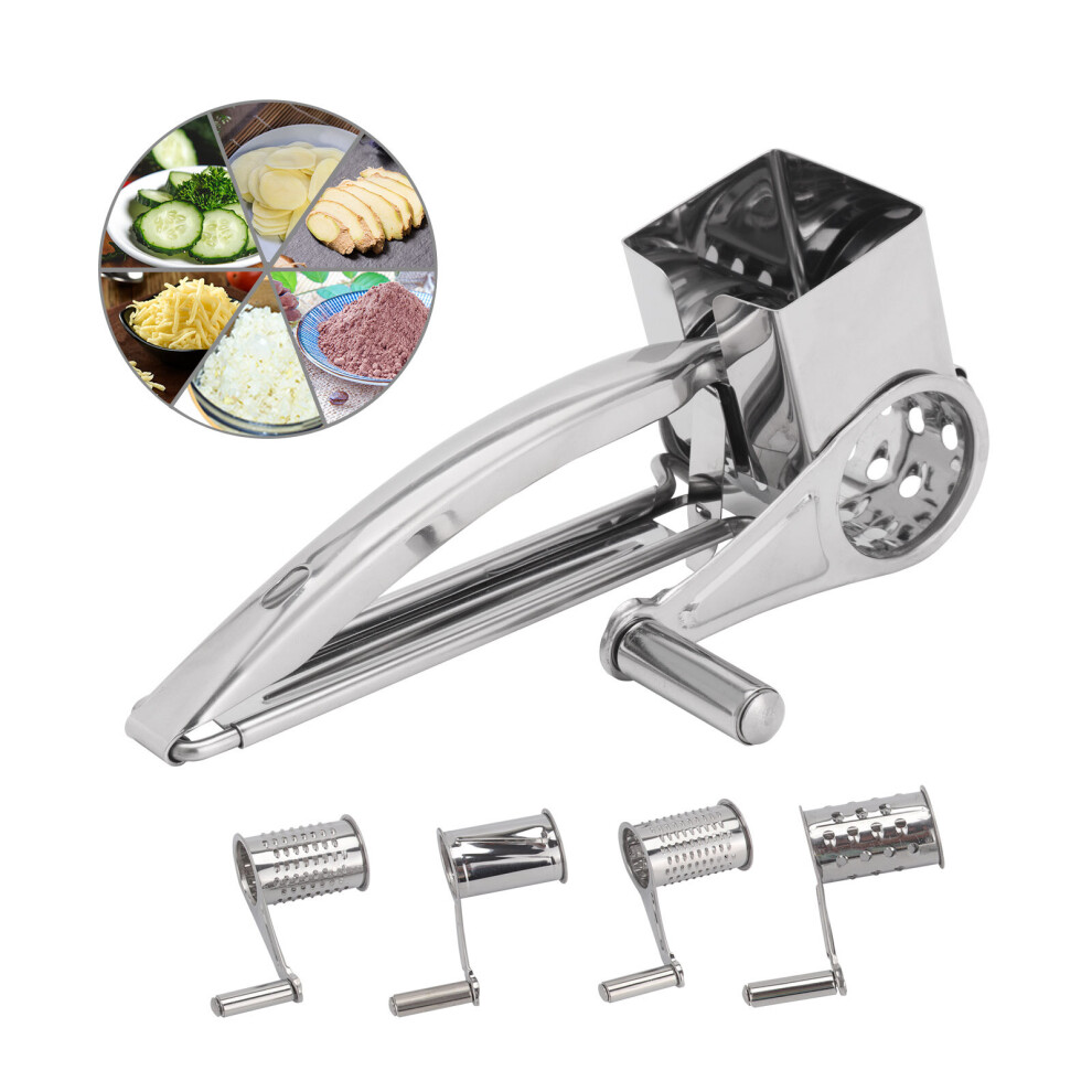5Pcs Stainless Steel Cheese Grater Hand Held Rotary Shredder Cutter Silver