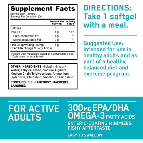 Optimum Nutrition Optimum Nutrition, Enteric-Coated Fish Oil, 200 Softgels 1