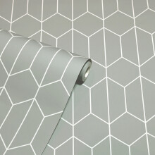 (Grey 909700) Arthouse Linear Geo Trellis Plain Geometric Honeycomb 10m Wallpaper Feature Wall