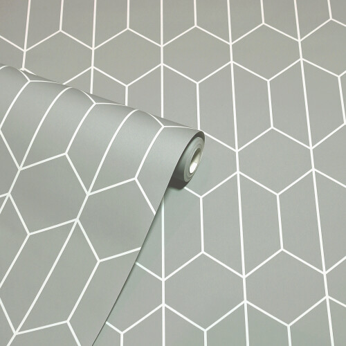 Arthouse (Grey 909700) Arthouse Linear Geo Trellis Plain Geometric Honeycomb 10m Wallpaper Feature Wall