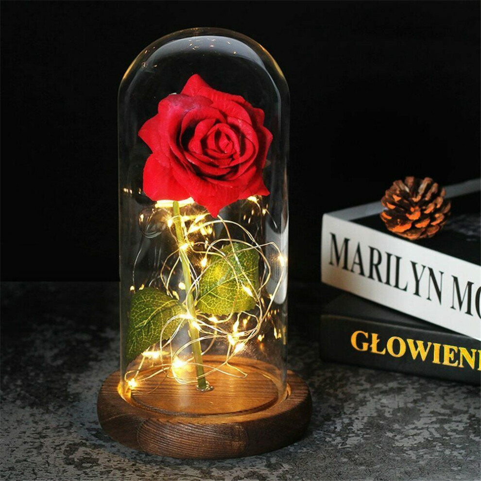 (Beige) Rose Flower Glass Bottle LED String Lights Mother's Day Gift