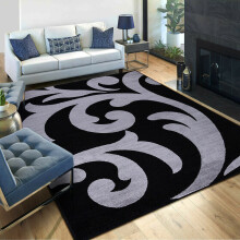 (Black & Grey, 60 x 110 cm (2ft x 3ft 7")) Large Living Room Rugs Carpet Mat Rug Hall Runner