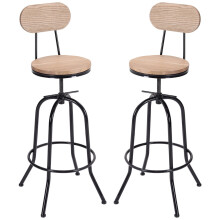 2 Bar Stools Vintage Height Adjustable Industrial Bistro Kitchen Counter Bar Stool Chair