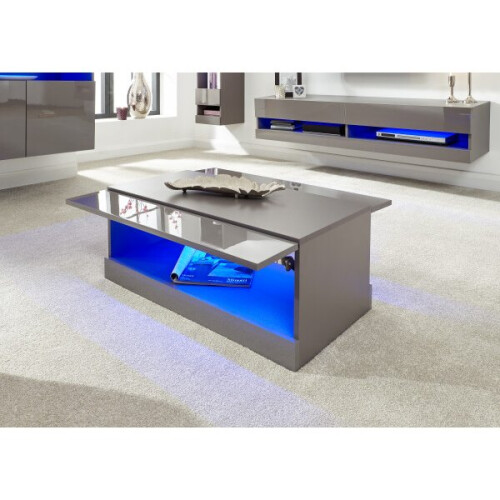 (Grey) Galicia LED Lift Up High Gloss Front Coffee Tables