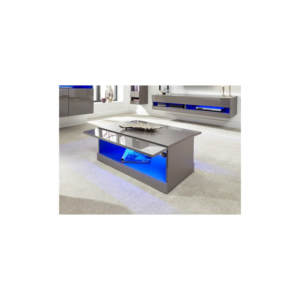 (Grey) Galicia LED Lift Up High Gloss Front Coffee Tables