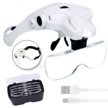2 LED Headband Headset Head Lamp Light Jeweler Magnifier Magnifying Glass Loupe