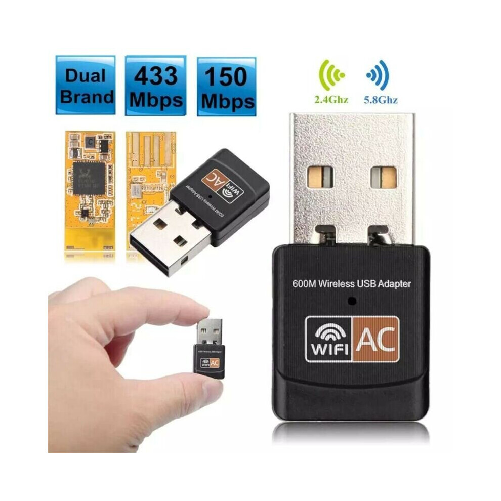 600Mbps Dual Band Usb Wifi Wireless Dongle Ac600 Lan Network Adapter 5Ghz 2.4Ghz 683546369857