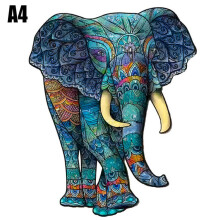 (# A4 Éléphant) Puzzle en bois – Pièces de puzzle en forme d’animal uniques – Pour adultes et enfants, idée cadeau