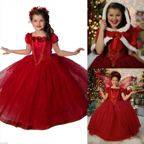 Red 5 6 Years Kids Girls Cinderella Princess Dresses Cosplay Costume Party Fancy Dress Cape on OnBuy