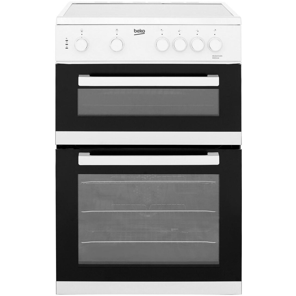 Beko KDC611W Free-Standing Electric Cooker with 60cm Ceramic Hob, White, A/A Energy, Twin Ovens