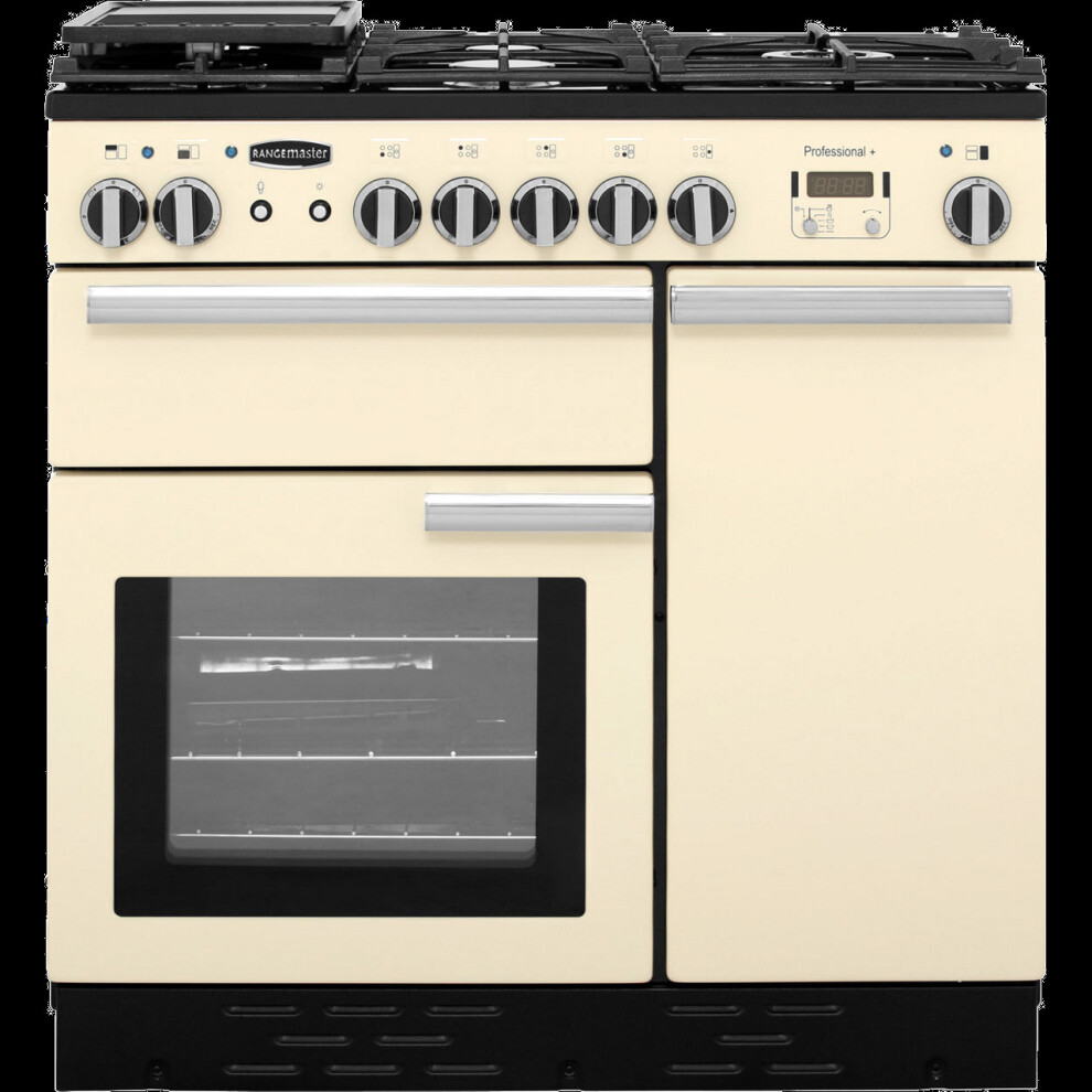 Rangemaster Professional Plus PROP90DFFCR/C 90cm Dual Fuel Range Cooker - Cream / Chrome