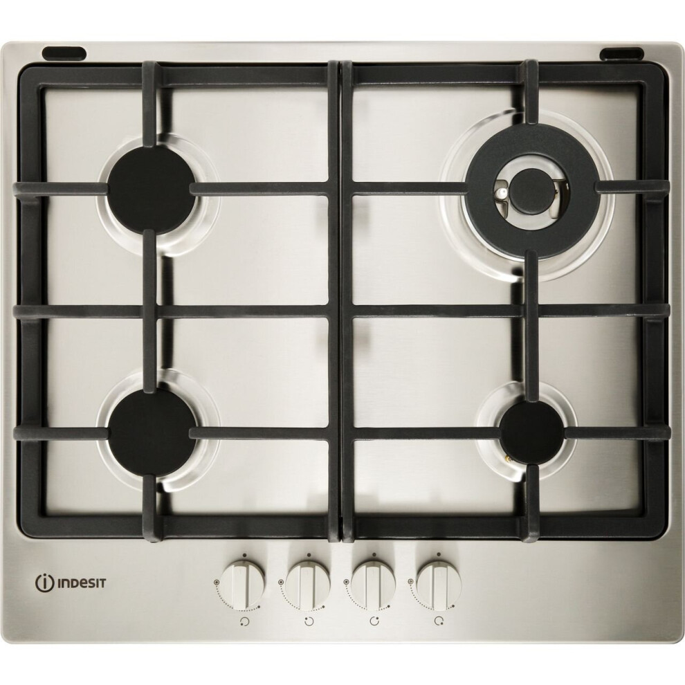 Indesit THP641W/IX/I Aria Built In 58cm 4 Burners Gas Hob Stainless Steel