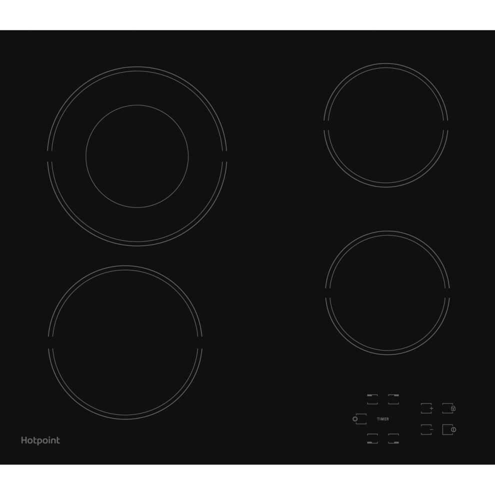 Hotpoint HR612CH 58cm 4 Burners Ceramic Hob Touch Control Black