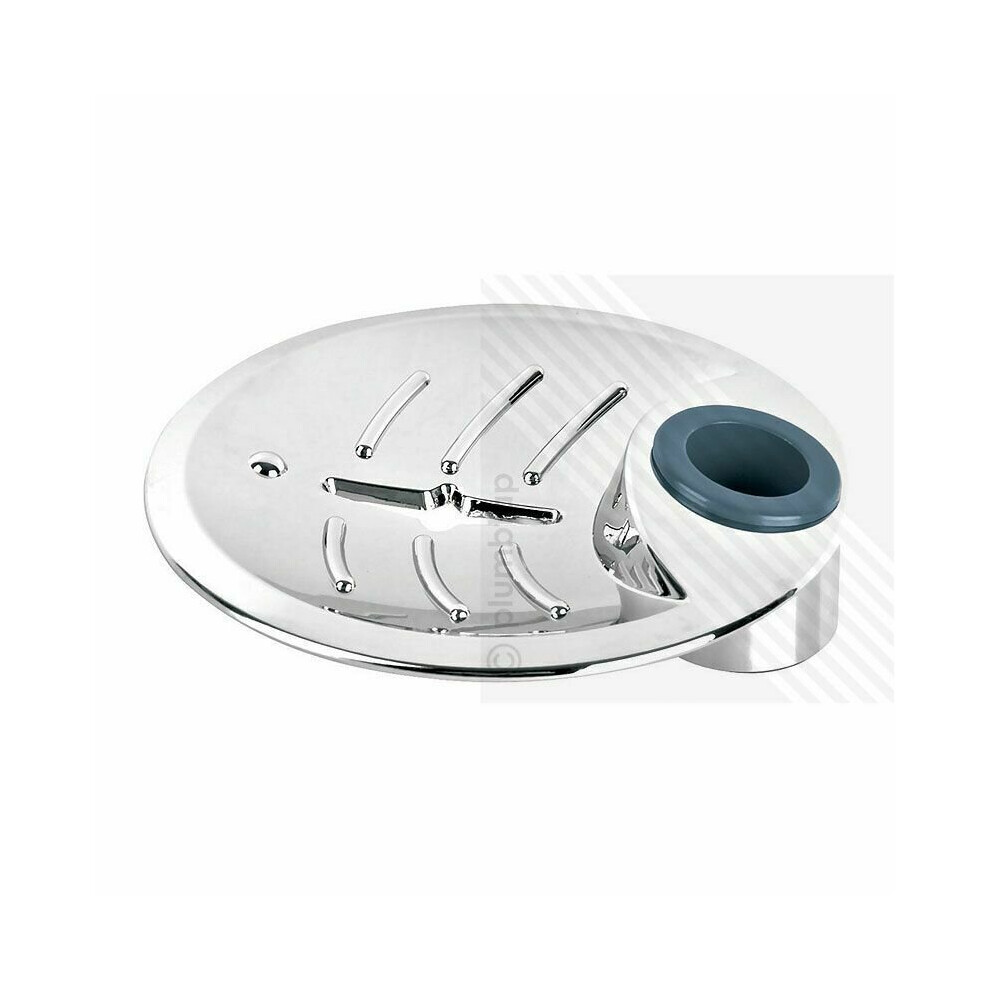 Large Round Soap Dish with Drainge Holes in Chrome (for 25mm Shower Riser Rails)