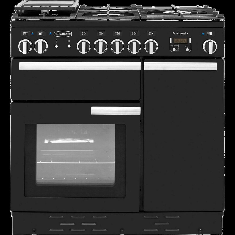 Rangemaster Professional Plus PROP90DFFGB/C 90cm Dual Fuel Range Cooker - Black / Chrome