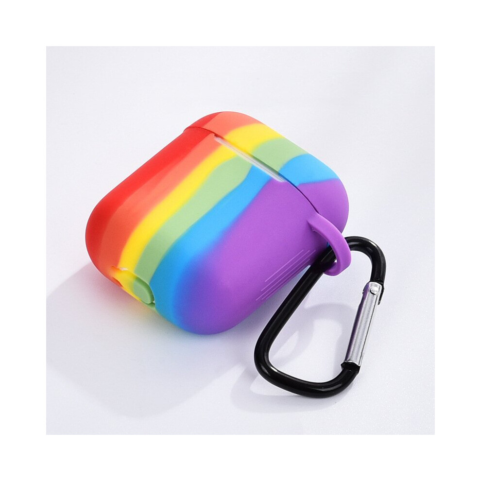 Silicone Case Skin Compatible With Apple Airpods Hanger & Hole For Led - Gay Pride Rainbow Multicoloured 7437135766724