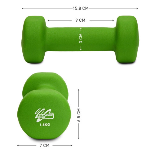 Neoprene Dumbbells Green 2X1.5 kg , Best 1
