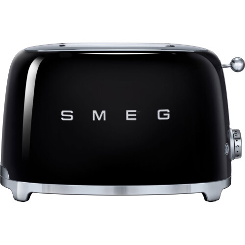 Smeg Smeg 50's Retro TSF01BLUK 2-Slice Toaster, Black - Iconic Design with Browning Control