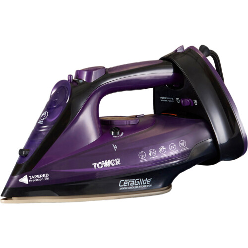 Tower T22008 Cord & Cordless Iron 2400 Watt Purple