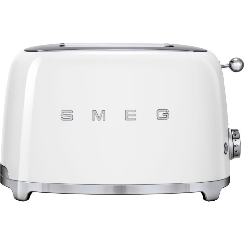 Smeg TSF01WHUK 50's Retro 2-Slice Toaster - White, Browning Controls, High Lift Lever, Removable Crumb Tray
