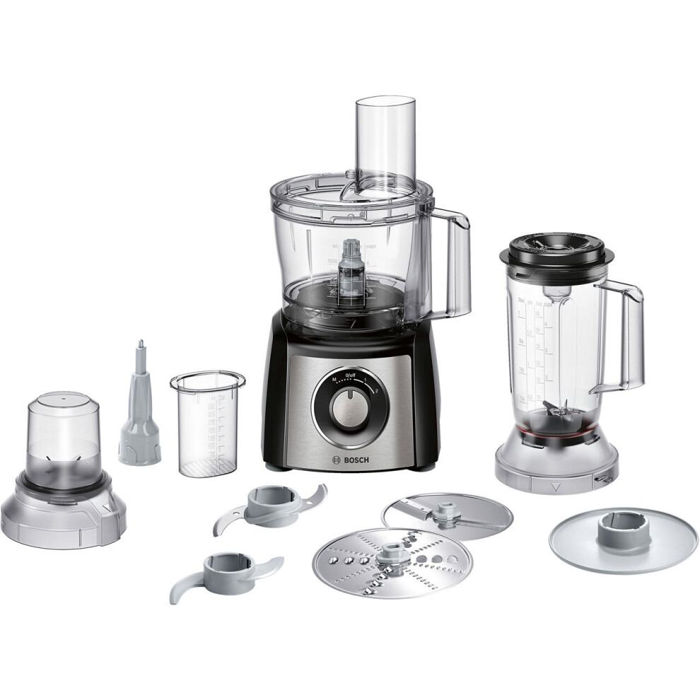 Bosch Compact MCM3501MGB 2.3 Litre Food Processor With 11 Accessories - Stainless Steel