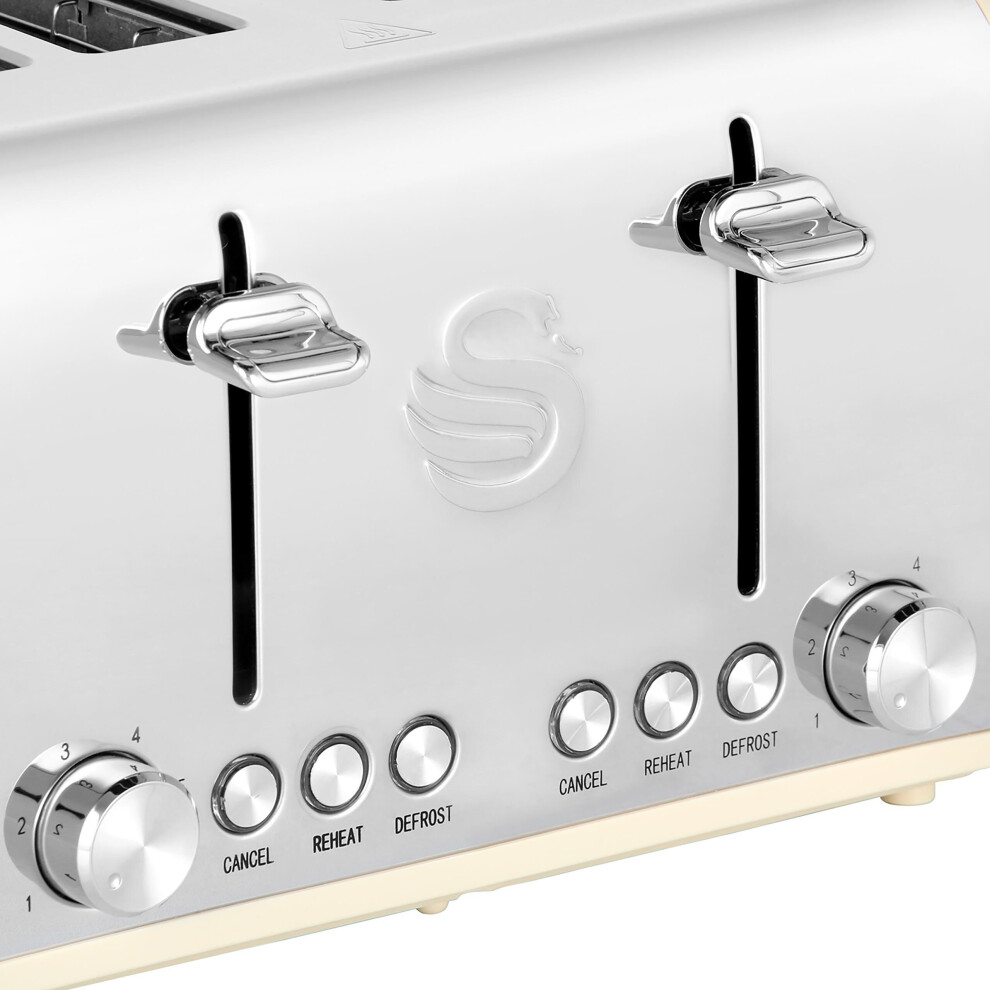 swan-st19020cn-retro-4-slice-toaster-with-defost-reheat-cancel-functions--cord-storage--1600w--stainless-steel-in-retro-cream