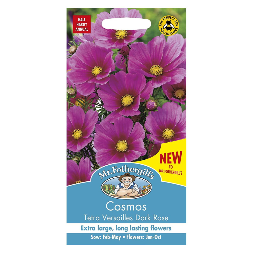 Mr Fothergills Flower Seeds Cosmos Tetra Versailles Dark Rose Pink