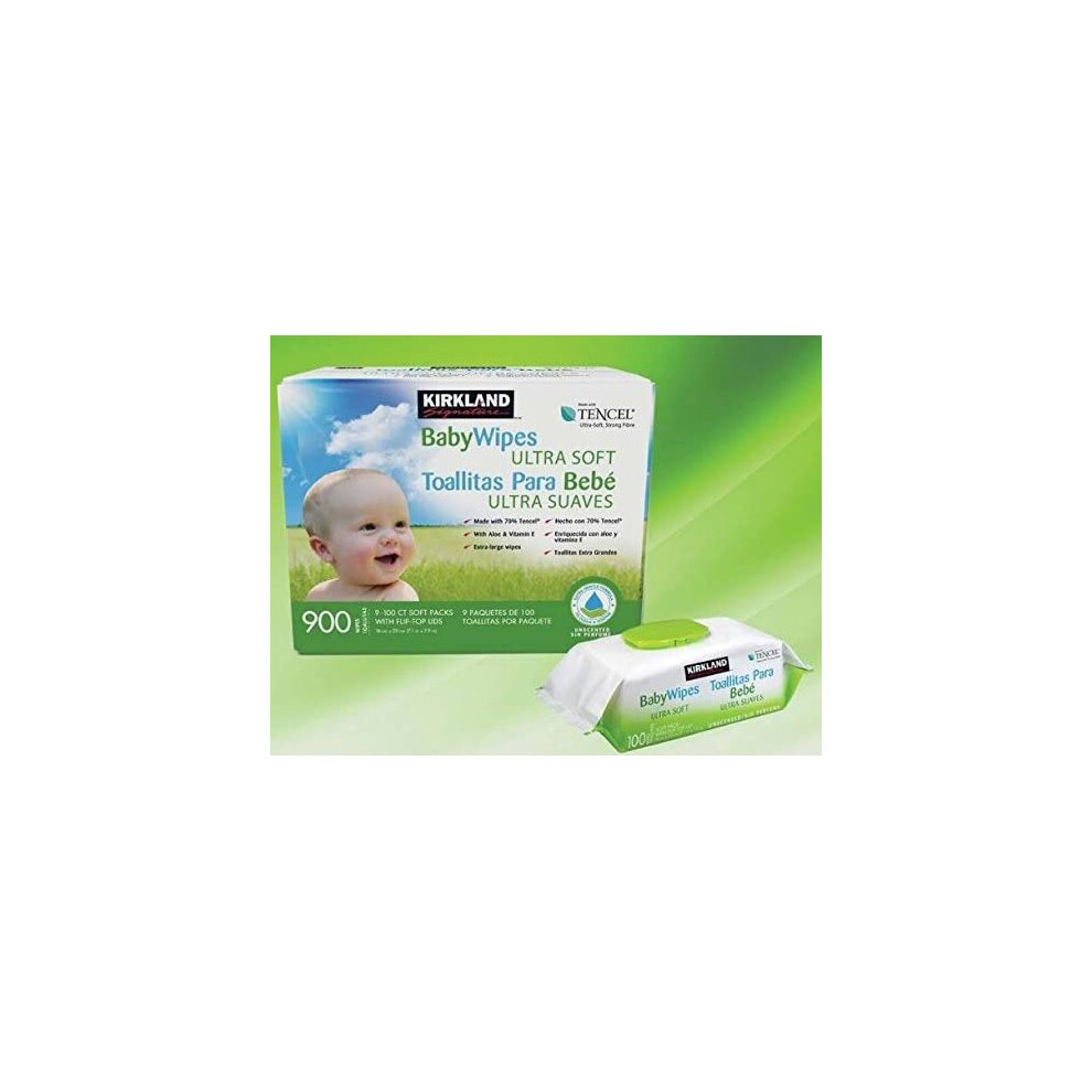 Kirkland Signature Tencel Baby Wipes, 9 x 100 Wipes