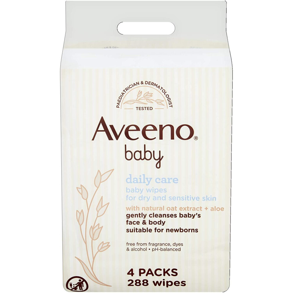 Aveeno Baby Wipes, 288-Count, 4 Pack