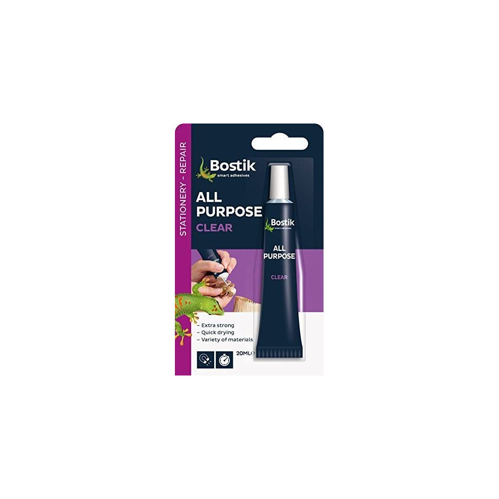 Bostik All Purpose Clear Glue Adhesive 20Ml Extra Strong Quick Drying by Bostik Leather