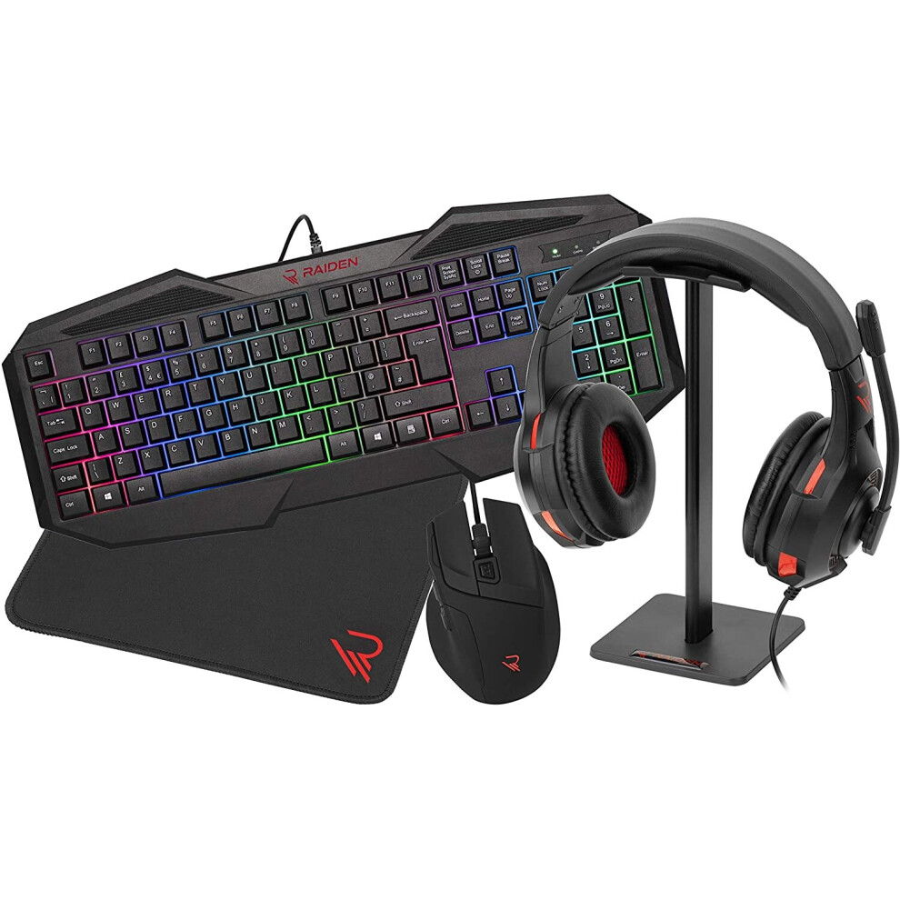 Subsonic Raiden 5 In 1 Gamer Pack For Pc- Keyboard, Headset, Mouse, Mouse Mat, Stand 3701221701628
