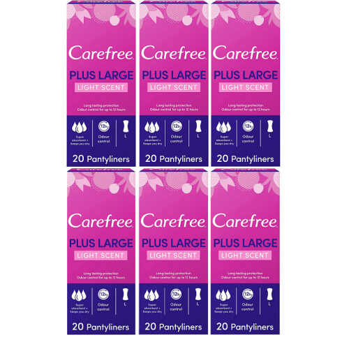 Carefree Plus Large Light Scent Pantyliners 6x 20 pack *IMPORT*
