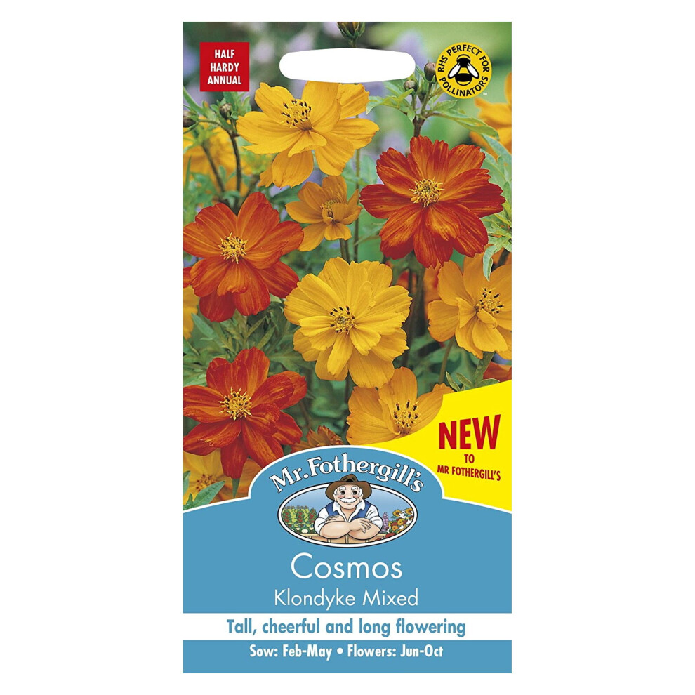 Mr Fothergills Flower Seeds Cosmos Klondyke Mix Yellow Red