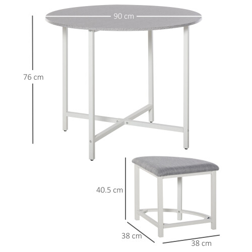 Homcom HOMCOM Modern Round Dining Table Set with 4 Upholstered Stools, Dining 1