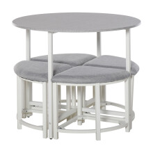 HOMCOM Modern Round Dining Table Set with 4 Upholstered Stools, Dining
