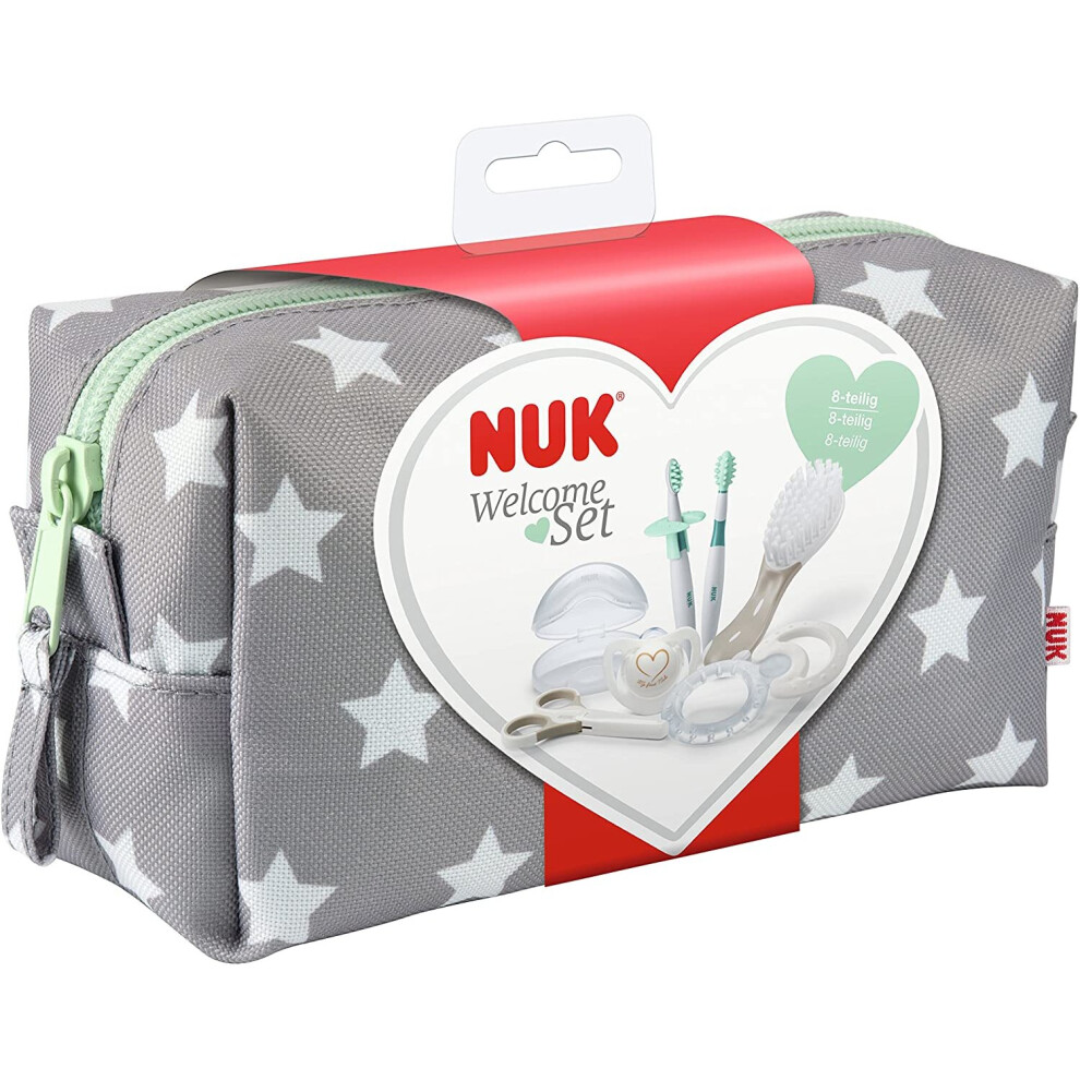 NUK Baby Care Welcome Set including Dummy Set, Hairbrush, Nail Scissors, Teething Set and Toothbrush Set, 7 Pieces