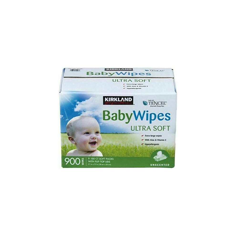 Kirkland Signature Tencel Baby Wipes - Pack of 9 x 100 Wipes