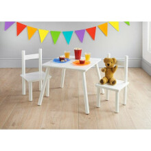 Mobel Kids Table & Chairs Set Wooden Kids Nursery Playroom Furniture Play White