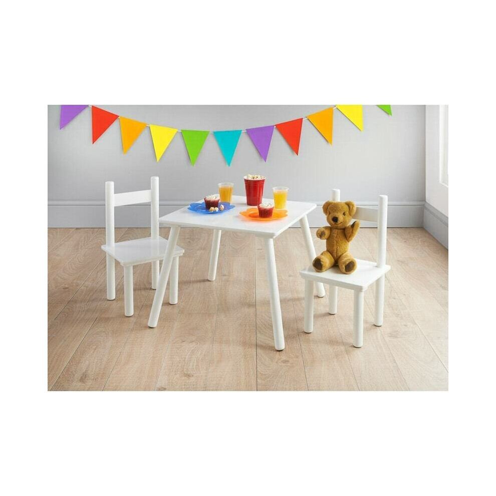 Mobel Kids Table & Chairs Set Wooden Kids Nursery Playroom Furniture Play White