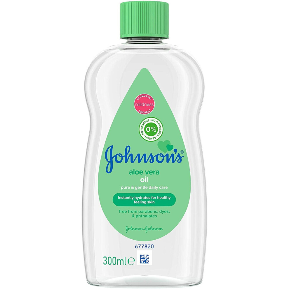 JOHNSON'S Aloe Vera Baby Oil 300ml â Leaves Skin Soft and Smooth â Ideal for Delicate Skin
